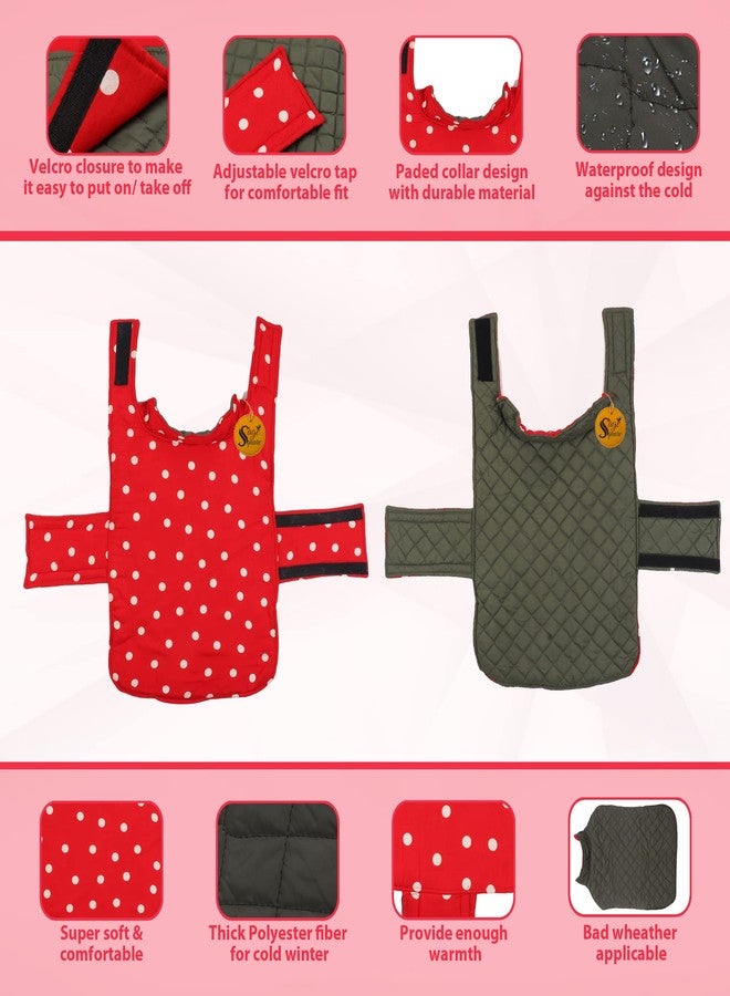 Sage Square Dog Fleece Jacket Reversible Dog Vest Waterproof, Windproof Cold Weather Dog Clothes Pet Apparel for Dogs (Red and Grey) (Medium) (18 Inches) - Image 4